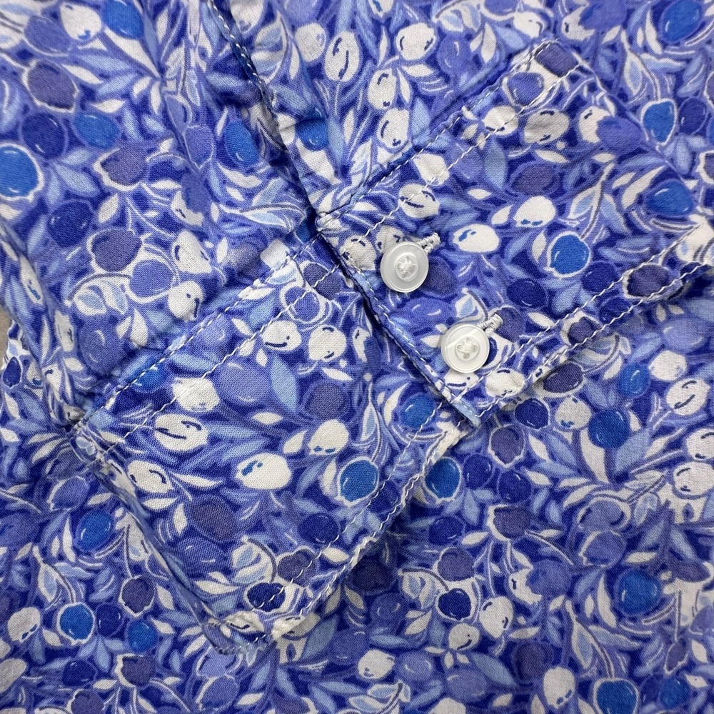 St Johns Bay Womens Blue Floral Berry Print 100% Cotton Button Down Shirt Large - Picture 11 of 15